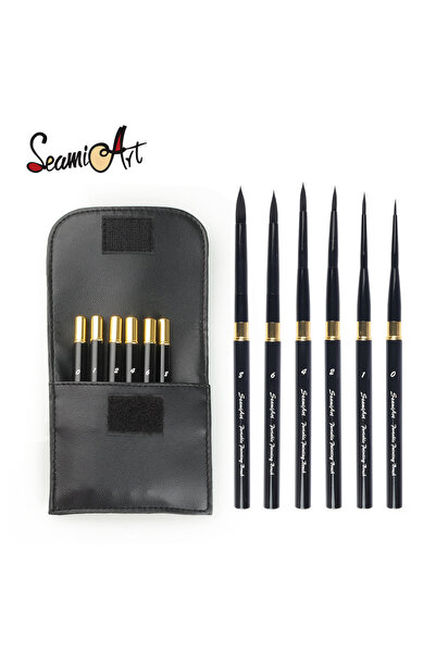 Choice SeamiArt 6pcs/Set With Portable Pu Brush Bag DivIsible Short Holder Wa...