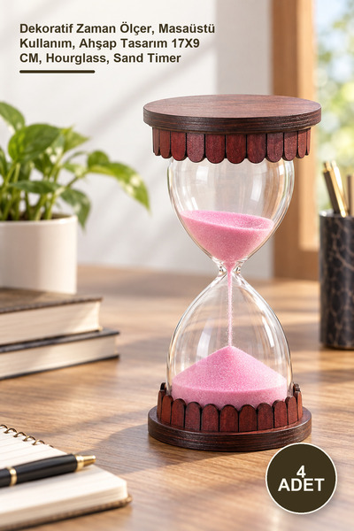 Yenilig 4 Pieces Wooden Hourglass – Decorative Time Measurer, Desktop Use, Wo...
