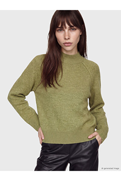 LC Waikiki Lcw Comfort Green Knitwear Plain Sweater with Nevavm Difference