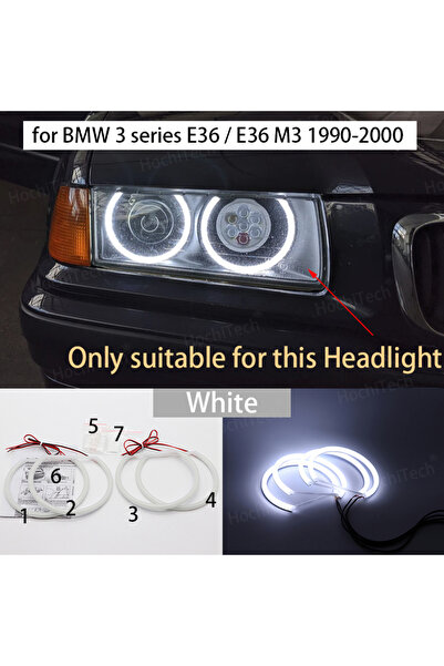 Choice for bmw E36 white Cotton Headlight Halo Angel Demon Eyes Kit Angel Eye...
