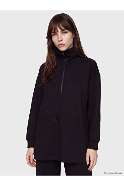 LC Waikiki Nevavm Farkıyla Lcw Modest Black Interlock Plain Oversize Women's ...