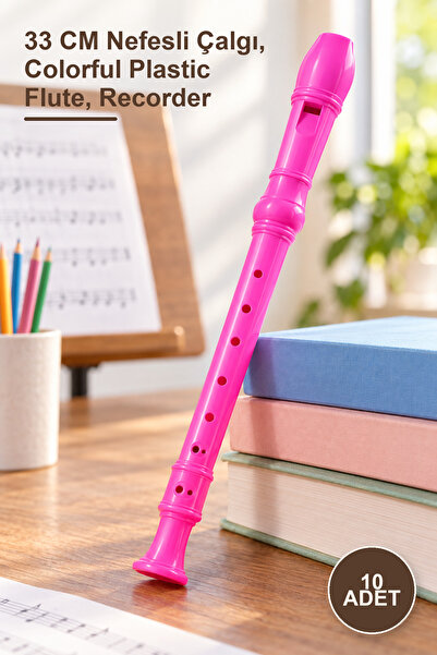Yenilig 10 Adet Renkli Plastik Flüt – 33 CM Nefesli Çalgı, Colorful Plastic Flute, Recorder