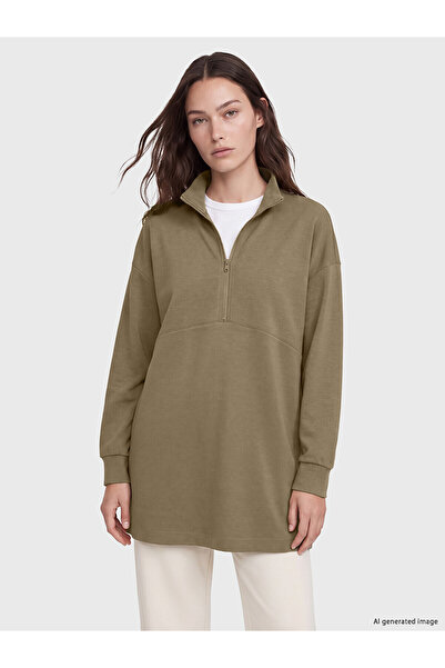 LC Waikiki Nevavm Farkıyla Lcw Modest Khaki Interlock Plain Loose & Baggy Wom...