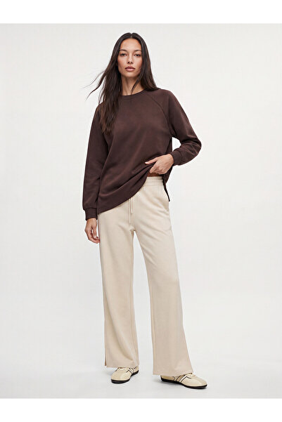 LC Waikiki Two Mt Shop Quality Beige 3 Thread Flat Loose & Baggy Women's Swea...