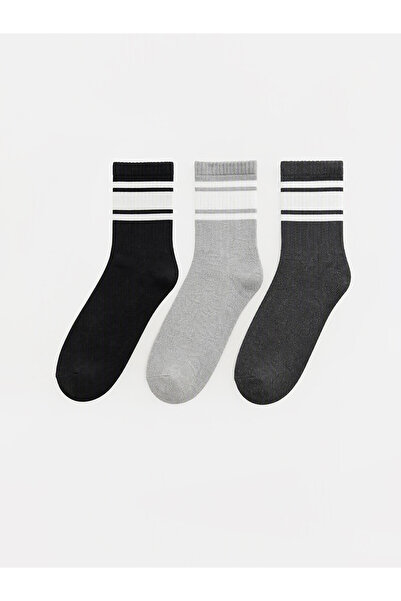 LC Waikiki Nevavm 3-Pack Men's Socks with Black Stripes
