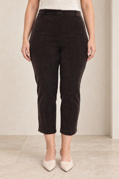 RMG Lyocel-Featured Lizal Large Size Woven Trousers Brown