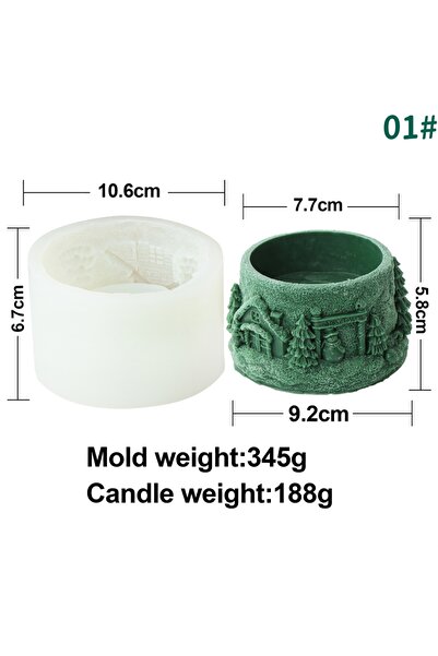 Choice Christmas Mold 01 3D Christmas Relief Pillar Silicone Candle Mold DIY ...