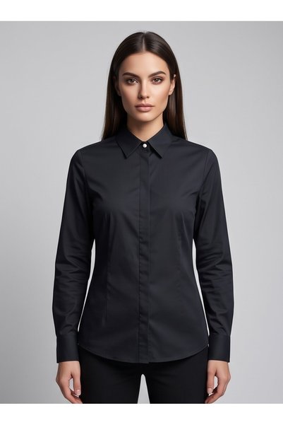 Herry Kadın Düğme Detaylı %100 Pamuklu Smart Casual Gömlek