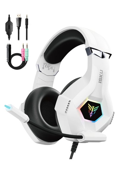 ISKU G101A Wired Gaming Headset Over-Ear Gaming Headphones with Noise Canceli...