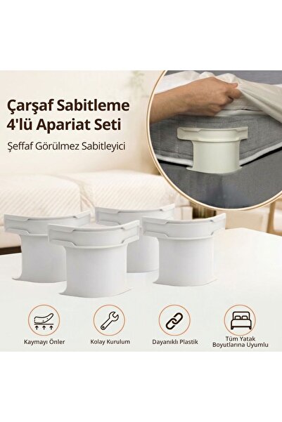 Cetiner Group Çetiner Group® 4'lü Çarşaf Sabitleyici Kaydırmaz Aparat, Dört K...