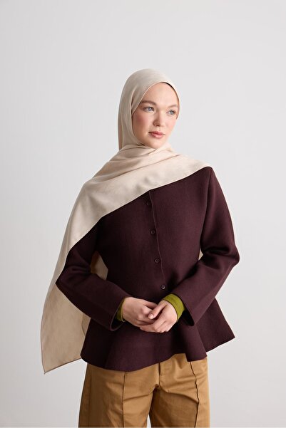 Modakaşmir Leaf Pattern Silky Jacquard Shawl