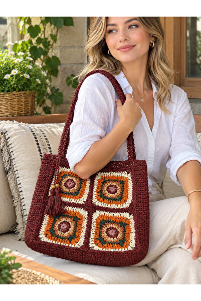 zümal tekstil tasarım Designed Hand-Knitted Paper Rope Bag