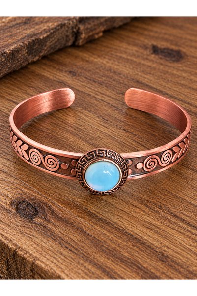 Aida Jewelss Women's Copper Bracelet Handcrafted Pure Copper Round Opal Stone...