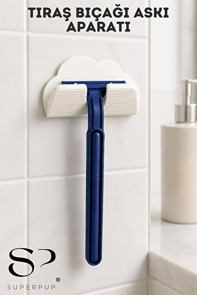 SUPERPUP Tıraş Bıçağı Düzenleyici Yapışkanlı Banyo Jilet Organizeri Kadın Erkek