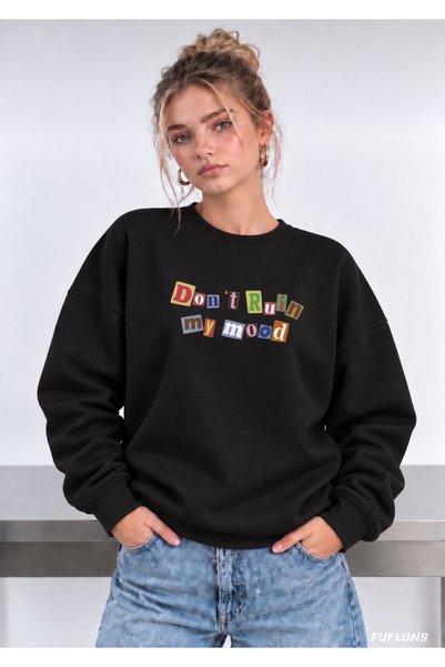 FUFLUNS Don'T Ruin Printed Oversized Women's Crewneck Sweatshirt
