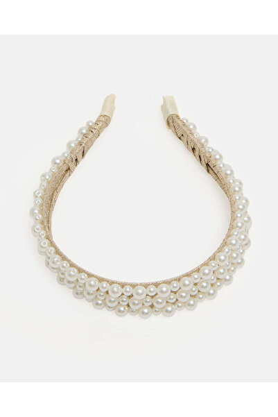 REDTAG Women Ivory Pearl Embellished Headband