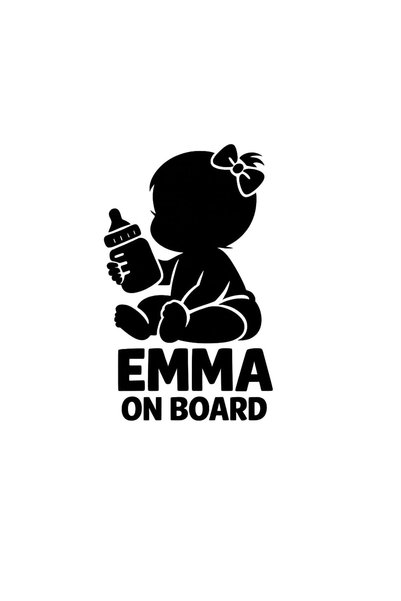 OEM Autocolant auto  "Emma la bord ", 15cm, Negru