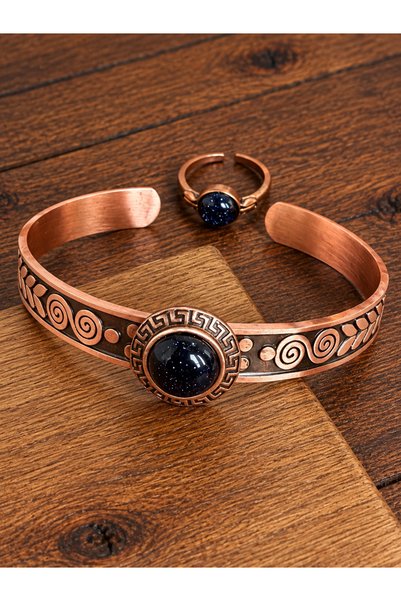 Aida Jewelss Women's Copper Ring Bracelet Handcrafted Pure Copper Round Star ...