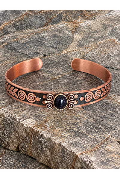 zadenza gold Women's copper bracelet handcrafted pure copper oval star stone ...
