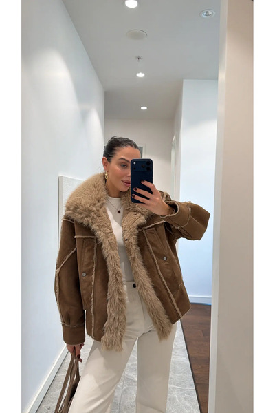 sinem kıvanç KÜRK YAKALI İTHAL MONT