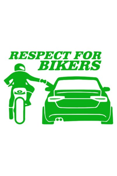 OEM Autocolant decorativ auto  "Respect pentru motocicliști ", 10cm, Verde