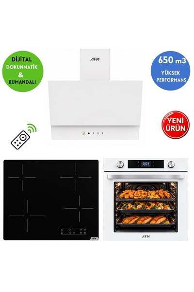 Alveus AFM Serisi EG-21 Beyaz Dijital Dokunmatik Elektr Vitro.3'lü Ankastre S...