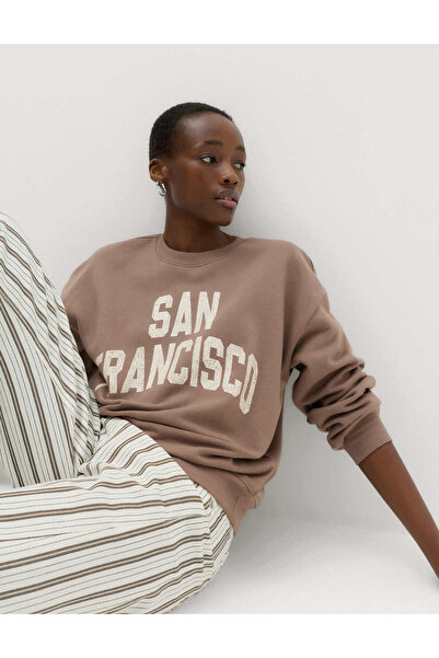 Marks & Spencer Pamuk Karışımlı Baskılı Sweatshirt
