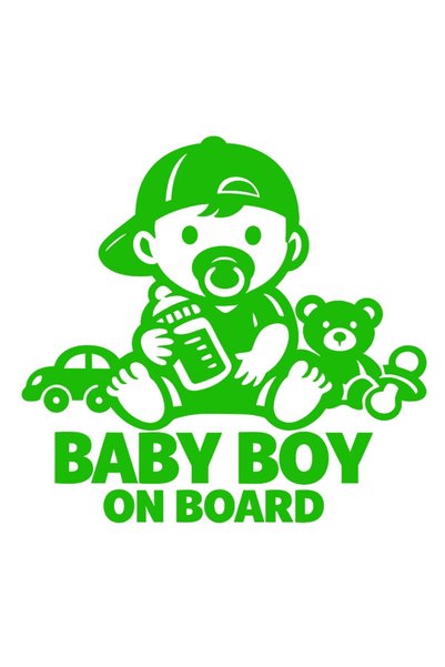 OEM Autocolant decorativ auto  "Bebeluș băiețel la bord ", m2, 10cm, Verde
