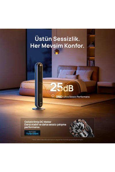 DREO 806S 2’si 1 Arada Akıllı Kule Isıtıcı ve Vantilatör 2000W PTC Seramik WiFi 120° Salınım Uzaktan Kumandalı