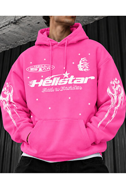 HAI COLLECTİON Erkek Sweatshirt 3 İplik Grafik Baskılı Kapüşonlu Kanguru Cepl...