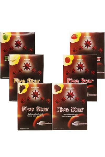 FiveStar Προφυλακτικά λάτεξ 6 διαφορετικές γεύσεις 18 τεμάχια
