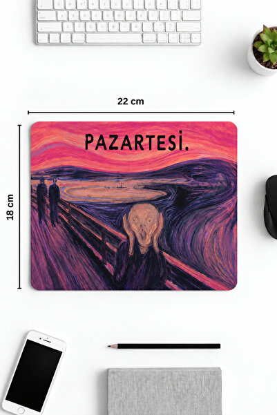 pierrebella 18x22 Cm Desenli Mouse Pad Baskılı Tasarımlı Mouse Pad,Ofis Aksesuarları Pazartesi