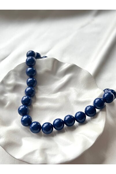 Alveole Jewelry Lacivert İri Yuvarlak Boncuk Kolye