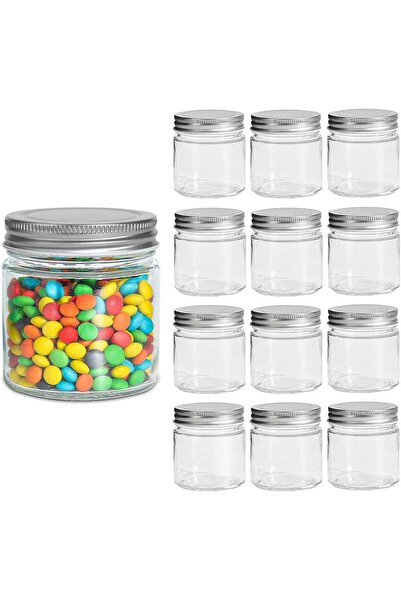Regium Mason Jar, with a sealed metal regular lid (8oz/250ml), a sealed clear glass jar, used for dess