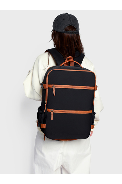 Take Two By Styli Black Travel Backpack with Shoe Compartment
