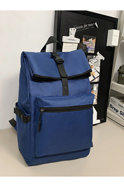 Take Two By Styli Blue Plain Backpack