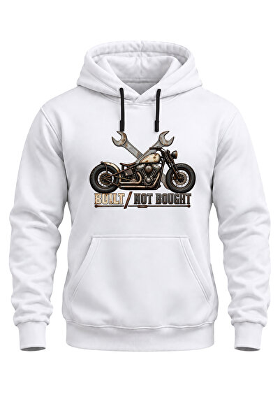 The Baski Unisex Built Not Bought Motorcycle Printed Hooded Sweatshirt – Vint...