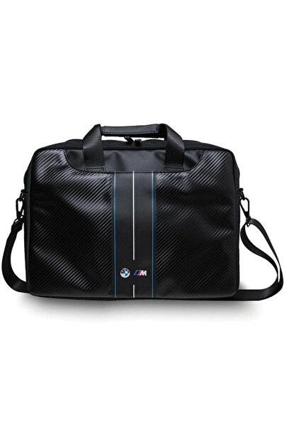 BMW Geantă laptop Bmcb15Comscakl 16 inch Piele carbon Dungi albastre