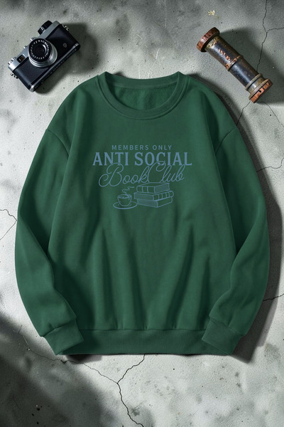 uyguntarz Unisex Φούτερ με στάμπα Anti Social και λαιμόκοψη ποδηλάτου
