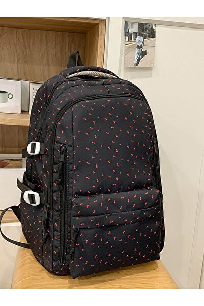 Take Two By Styli Black Cherry Print Backpack