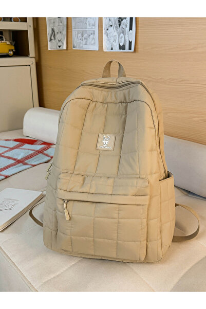 Take Two By Styli Khaki Puffer Quilted Backpack
