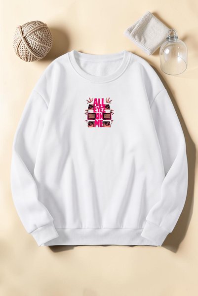 uyguntarz Unisex All Eyez Printed Crew Neck Sweatshirt