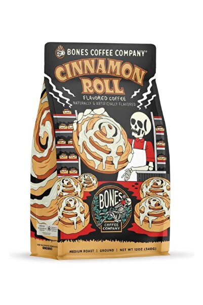 Bones Coffee Company Cinnamon Roll Flavored Coffee - Medium Roast, Ground 340g