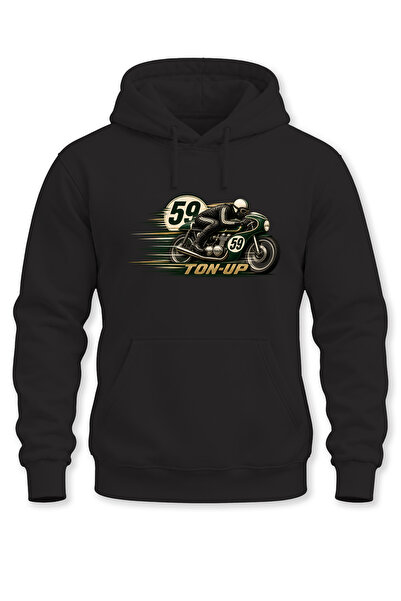 WİDİ Unisex Ton-Up Vintage Motorcycle Printed Hooded Sweatshirt – Cafe Racer ...