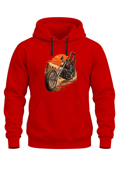 WİDİ Unisex Vintage Motorcycle Printed Hooded Sweatshirt – Biker Motor Design...
