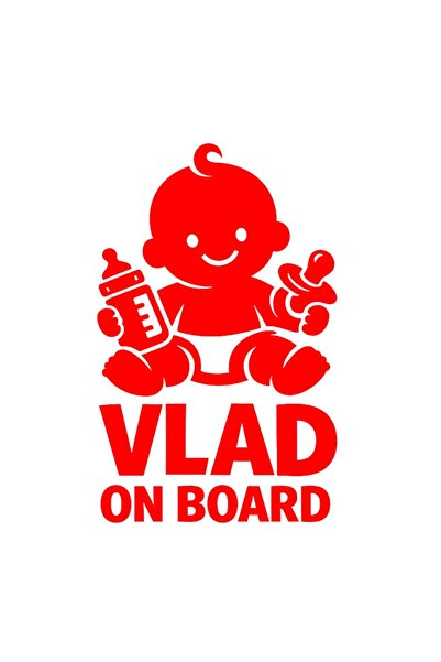 OEM Autocolant auto  "Vlad la bord ", 15cm, Roșu