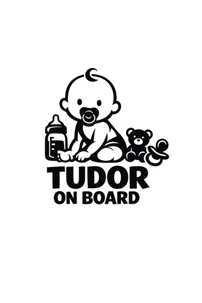 OEM Autocolant auto  "Tudor la bord ", 15cm, Negru