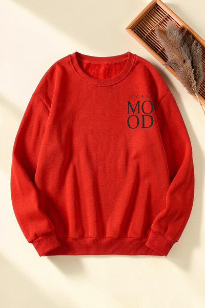 uyguntarz Unisex Good Mood Printed Crew Neck Sweatshirt