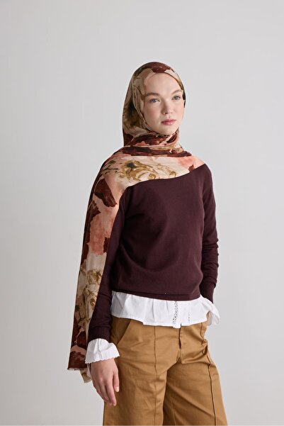 Modakaşmir Antique Rose Pattern Nua Viscose Shawl
