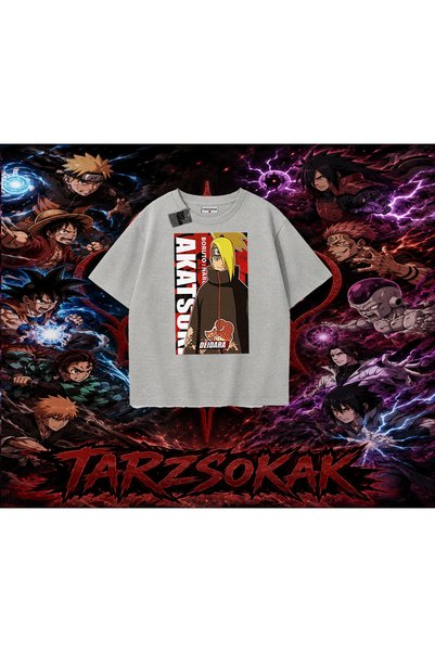 Tarzsokak تي شيرت Deidara Naruto Anime Character كبير الحجم للجنسين باللون ال...
